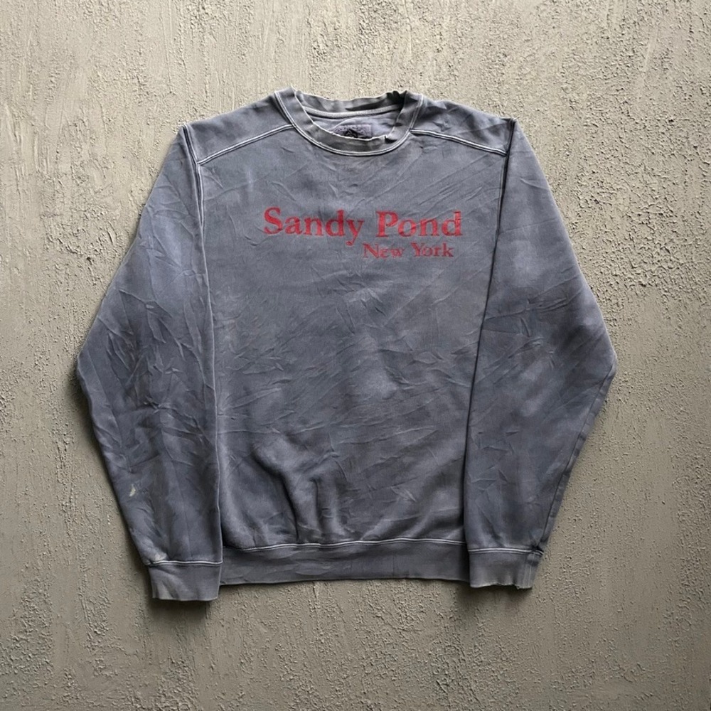 Vintage Sandy Pond NY Sweatshirt Men Small Blue 90s Authentic Pigment